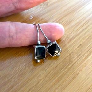 Silver and black onyx earrings